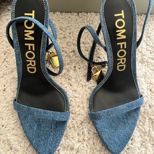BRAND NEW! Tom Ford Denim Padlock Heels. Sz 38.5